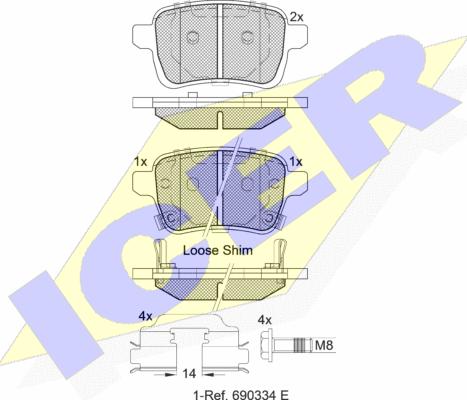 Icer 182170 - Kit pastiglie freno, Freno a disco autozon.pro