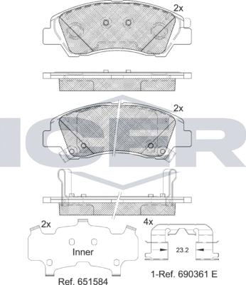 Icer 182178-233 - Kit pastiglie freno, Freno a disco autozon.pro