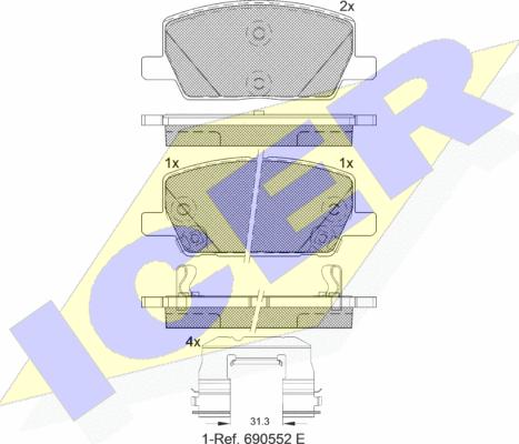 Icer 182355 - Kit pastiglie freno, Freno a disco autozon.pro