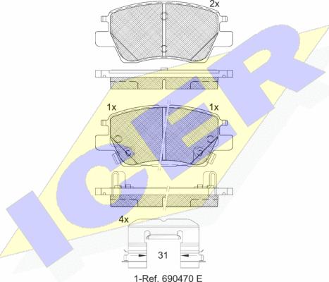 Icer 182311 - Kit pastiglie freno, Freno a disco autozon.pro