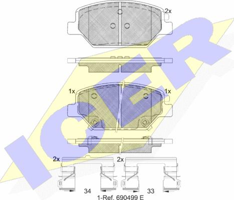 Icer 182317 - Kit pastiglie freno, Freno a disco autozon.pro