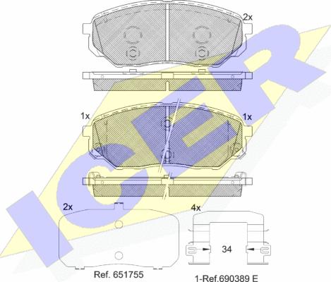 Icer 182244 - Kit pastiglie freno, Freno a disco autozon.pro