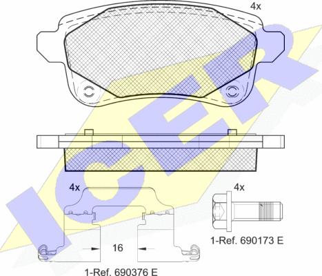 Icer 182222-208 - Kit pastiglie freno, Freno a disco autozon.pro