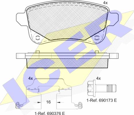 Icer 182222 - Kit pastiglie freno, Freno a disco autozon.pro