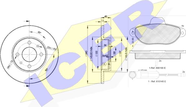 Icer 30953-3465 - Kit freno, Freno a disco autozon.pro