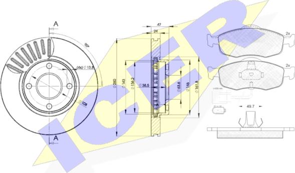 Icer 30917-6784 - Kit freno, Freno a disco autozon.pro