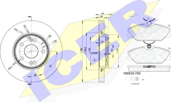 Icer 30930-6198 - Kit freno, Freno a disco autozon.pro