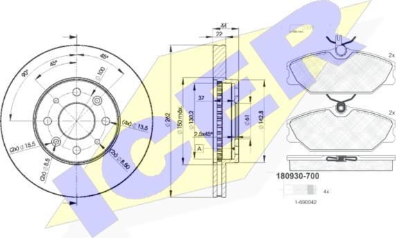 Icer 30930-2232 - Kit freno, Freno a disco autozon.pro