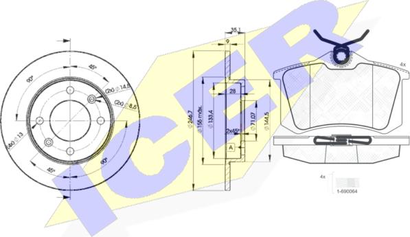 Icer 30697-4746 - Kit freno, Freno a disco autozon.pro