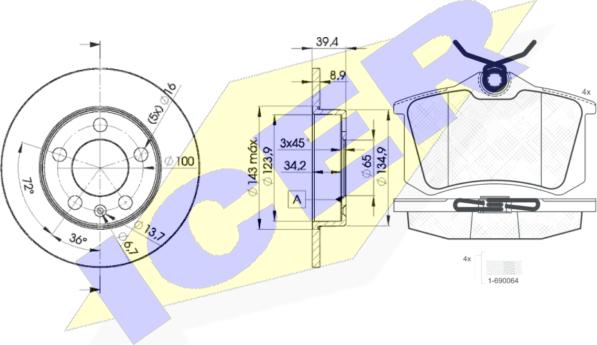 Icer 30697-5601 - Kit freno, Freno a disco autozon.pro