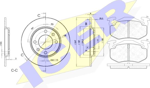 Icer 30649-4247 - Kit freno, Freno a disco autozon.pro