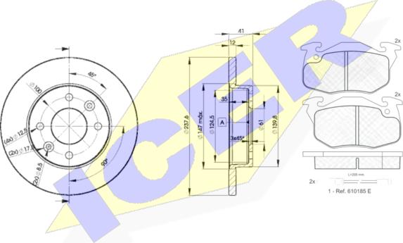 Icer 30633-4705 - Kit freno, Freno a disco autozon.pro