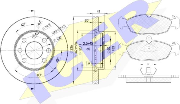 Icer 30858-1440 - Kit freno, Freno a disco autozon.pro