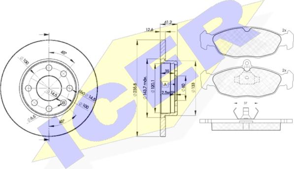 Icer 30858-1240 - Kit freno, Freno a disco autozon.pro