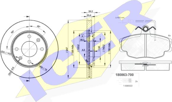 Icer 30863-4694 - Kit freno, Freno a disco autozon.pro