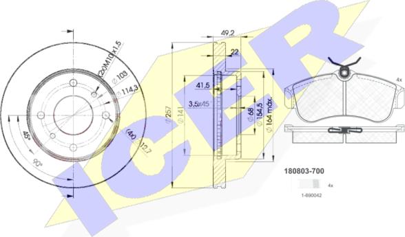 Icer 30803-7101 - Kit freno, Freno a disco autozon.pro