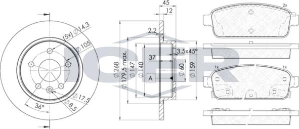 Icer 31943-1560 - Kit freno, Freno a disco autozon.pro