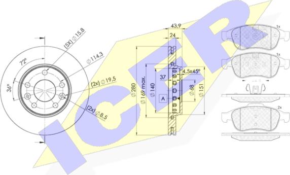 Icer 31915-4022 - Kit freno, Freno a disco autozon.pro