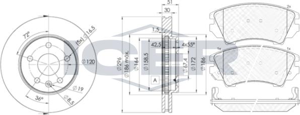 Icer 31913-4116 - Kit freno, Freno a disco autozon.pro