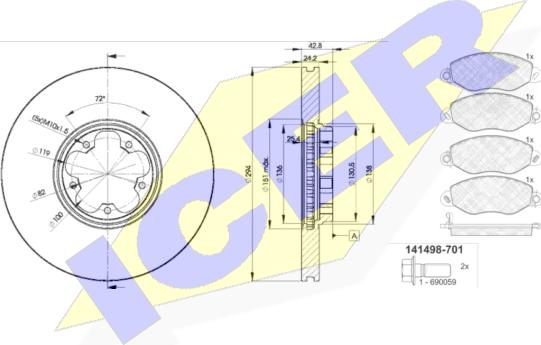 Icer 31498-5613 - Kit freno, Freno a disco autozon.pro