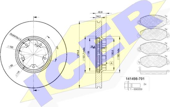 Icer 31498-5612 - Kit freno, Freno a disco autozon.pro