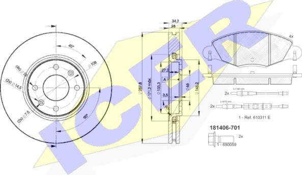 Icer 31406-4753 - Kit freno, Freno a disco autozon.pro