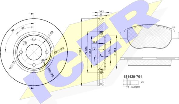 Icer 31429-4752 - Kit freno, Freno a disco autozon.pro