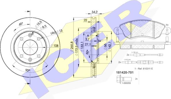 Icer 31420-4750 - Kit freno, Freno a disco autozon.pro