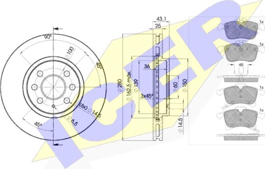 Icer 31592-9007 - Kit freno, Freno a disco autozon.pro