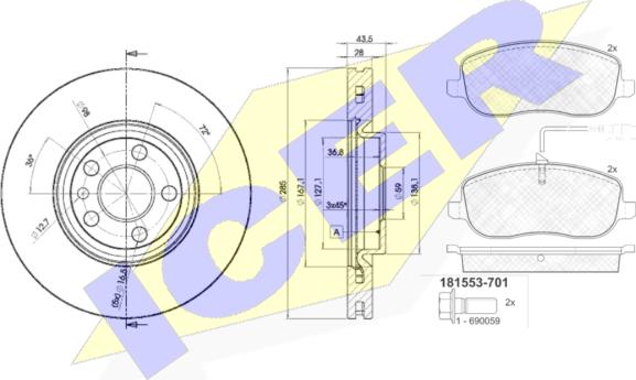 Icer 31553-4678 - Kit freno, Freno a disco autozon.pro