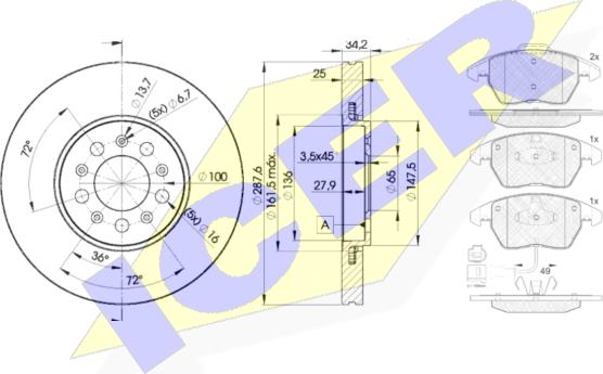 Icer 31567-5604 - Kit freno, Freno a disco autozon.pro