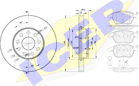 Icer 31567-5615 - Kit freno, Freno a disco autozon.pro