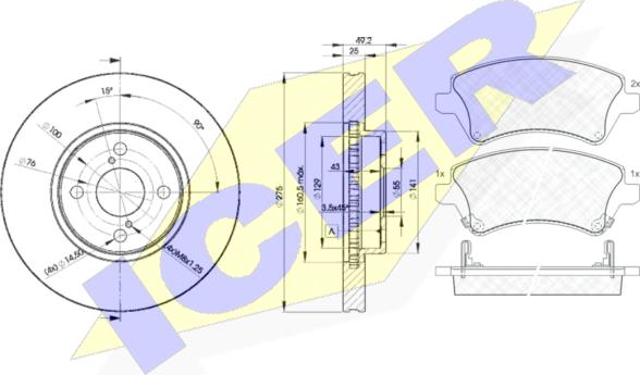 Icer 31513-2080 - Kit freno, Freno a disco autozon.pro