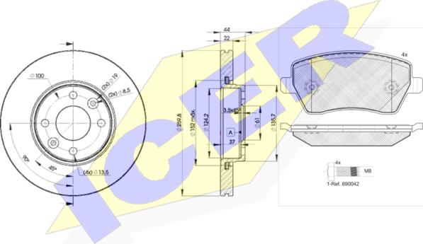 Icer 31534-7795 - Kit freno, Freno a disco autozon.pro