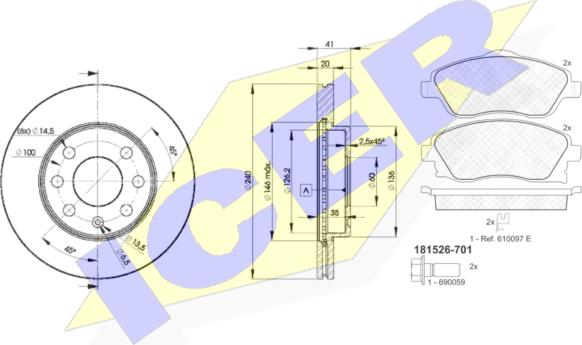 Icer 31526-9021 - Kit freno, Freno a disco autozon.pro