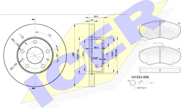 Icer 31523-4681 - Kit freno, Freno a disco autozon.pro