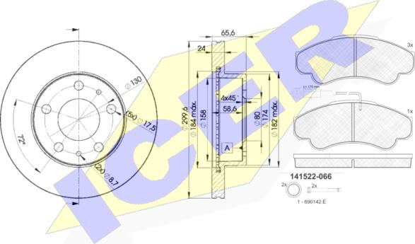 Icer 31522-4682 - Kit freno, Freno a disco autozon.pro