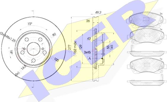 Icer 31573-0504 - Kit freno, Freno a disco autozon.pro