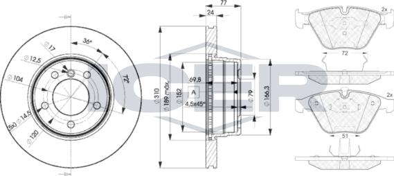 Icer 31577-6402 - Kit freno, Freno a disco autozon.pro