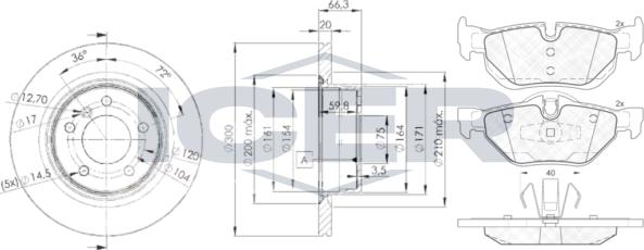 Icer 31663-3406 - Kit freno, Freno a disco autozon.pro