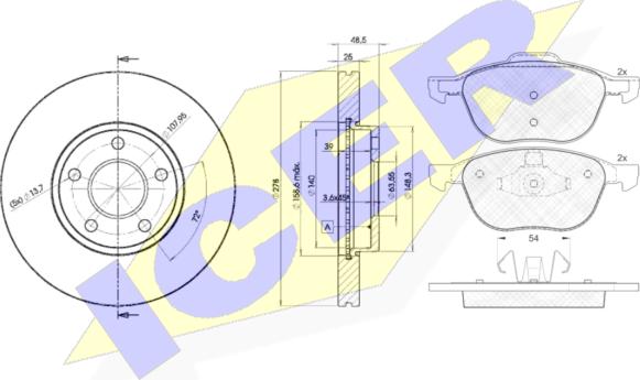 Icer 31617-3963 - Kit freno, Freno a disco autozon.pro