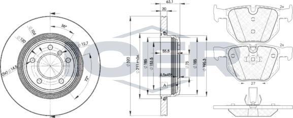 Icer 31684-3215 - Kit freno, Freno a disco autozon.pro