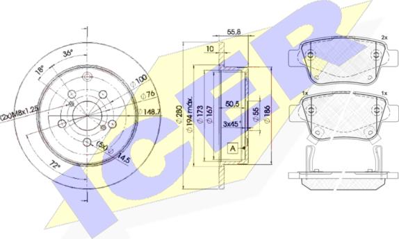 Icer 31688-0503 - Kit freno, Freno a disco autozon.pro