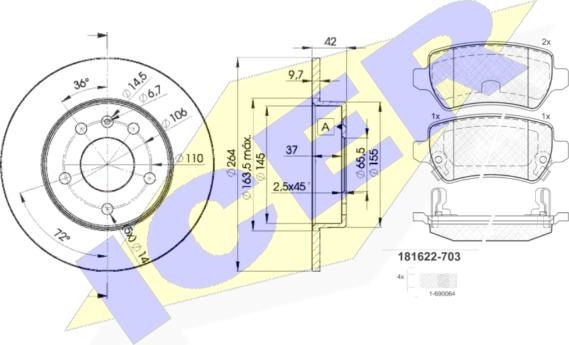 Icer 31622-9110 - Kit freno, Freno a disco autozon.pro