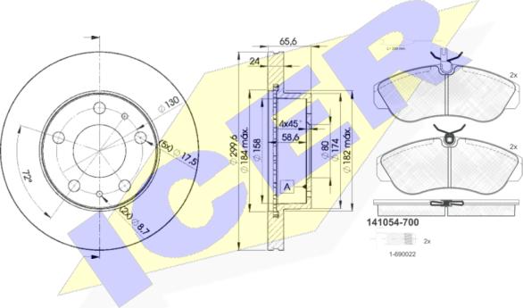 Icer 31054-4682 - Kit freno, Freno a disco autozon.pro