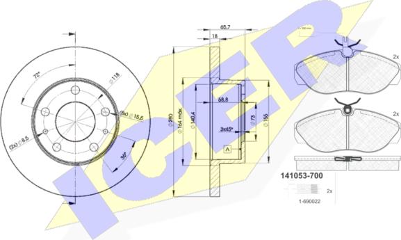 Icer 31053-4680 - Kit freno, Freno a disco autozon.pro