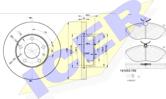 Icer 31053-4681 - Kit freno, Freno a disco autozon.pro