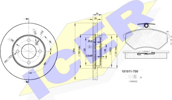 Icer 31011-3790 - Kit freno, Freno a disco autozon.pro