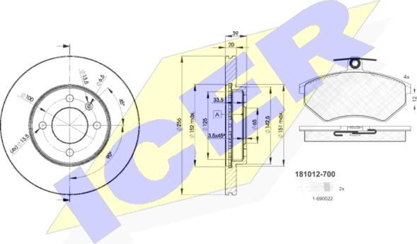 Icer 31012-3790 - Kit freno, Freno a disco autozon.pro