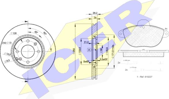 Icer 31154-7406 - Kit freno, Freno a disco autozon.pro